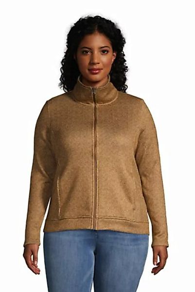 Strickfleece-Jacke in großen Größen, Damen, Größe: 48-50 Plusgrößen, Braun, günstig online kaufen