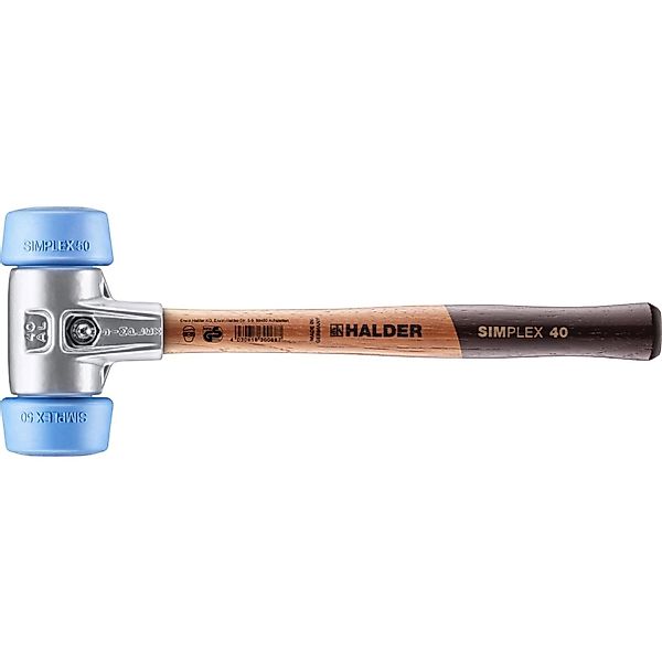 Halder Simplex Schonhammer Ø 50 40 mm TPE-soft Blau mit Aluminiumgehäuse günstig online kaufen