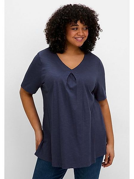 Sheego T-Shirt Große Größen in A-Linie, mit V-Ausschnitt und Kellerfalte günstig online kaufen