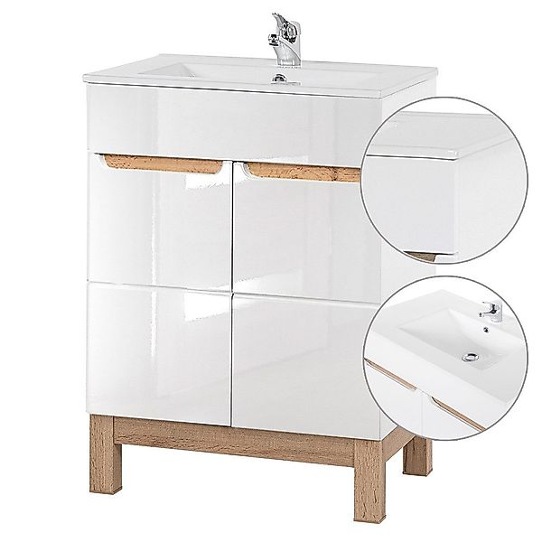 Lomadox Waschtisch SOLNA-56, inkl. 61cm Keramikbecken günstig online kaufen