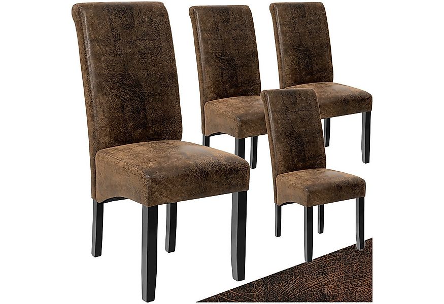 tectake Esszimmerstuhl Küchenstuhl, ergonomisch, massives Hartholz (Set, 4 günstig online kaufen
