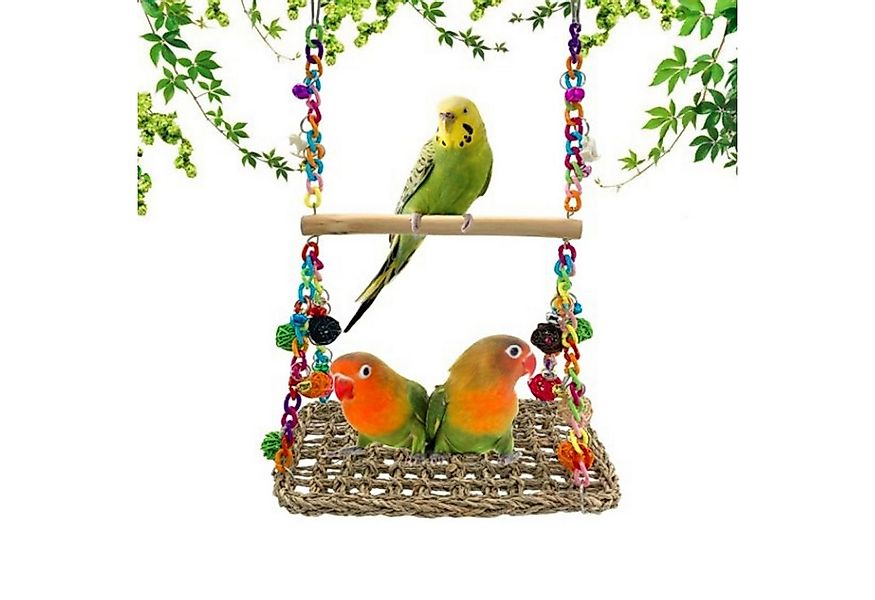 OKWISH Vogelspielplatz Hängen Papageien Schaukel Holz Rattan Hängematte Spi günstig online kaufen