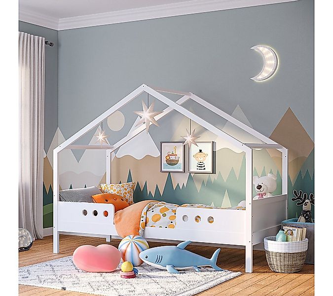 Bellabino Hausbett Bela 90x200 cm aus Massivholz Kiefer (weiß, optional mit günstig online kaufen