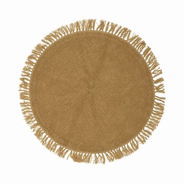 Teppich Lenea textil gelb / Ø 110 cm - Wolle - Bloomingville - Gelb günstig online kaufen