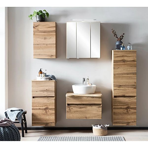 Held Möbel Waschtisch-Set Trient 60 cm x 200 cm x 47 cm Wotaneiche günstig online kaufen