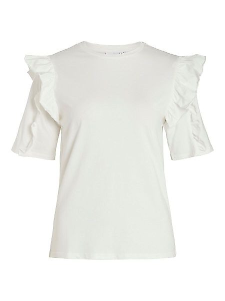 VILA Rüschen- T-shirt Damen White günstig online kaufen