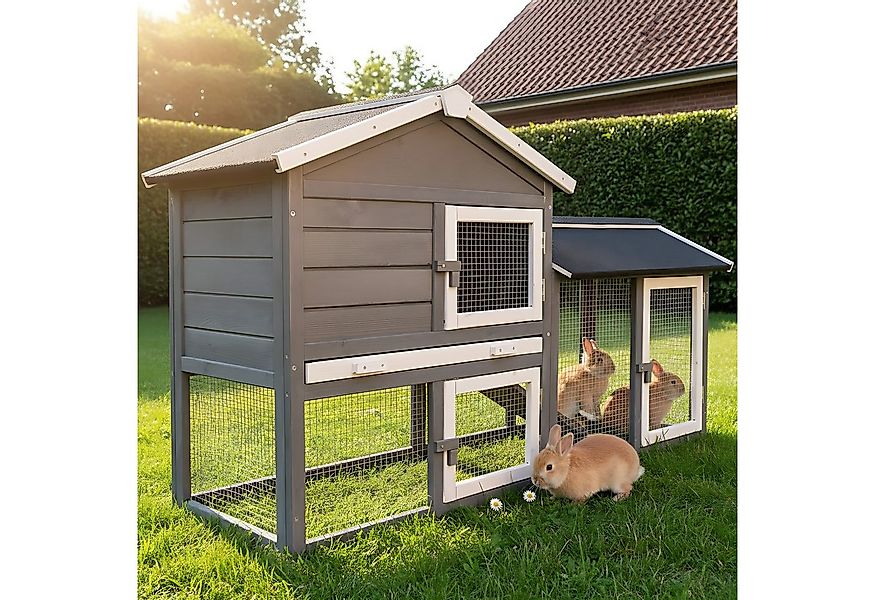 Zooprinz Kleintierstall Dream Grey mit Auslauf 146x86x50 cm (BxHxT), Kotsch günstig online kaufen
