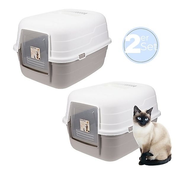 GarPet Katzentoilette 2x Katzenklo mit Deckel - Kippbare Haube - Katzen Hau günstig online kaufen