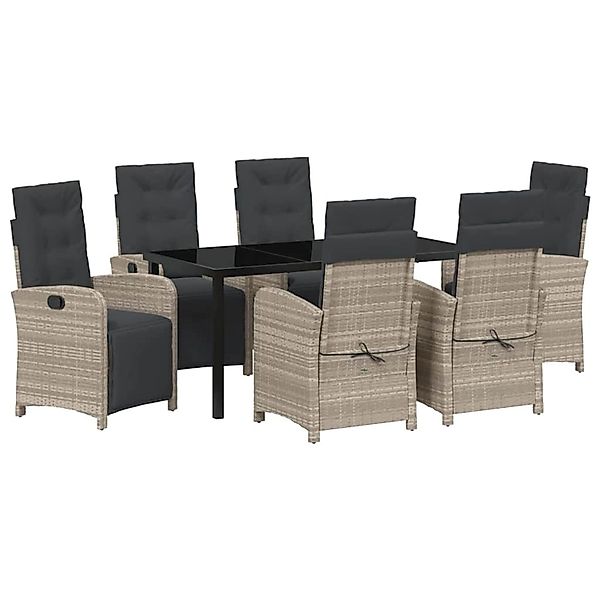 vidaXL Garten Essgruppe 7-Tlg Hellgrau Poly Rattan 3380348 günstig online kaufen
