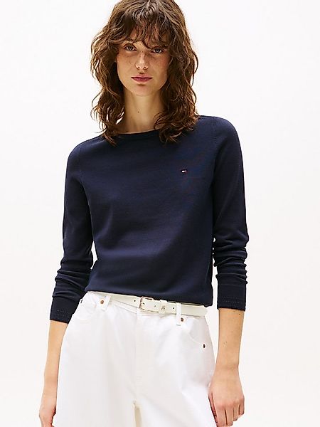 Tommy Hilfiger Strickpullover CO JERSEY STITCH V-NECK SWEATER mit Tommy Hil günstig online kaufen