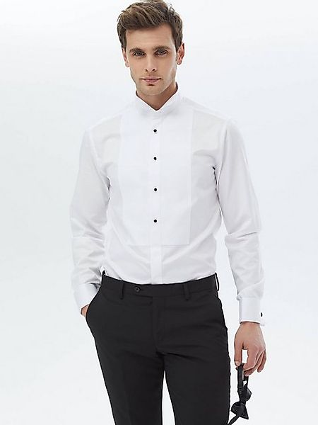 KİP Langarmhemd Weißes Slim Fit Doppel-Manschetten Smokinghemd günstig online kaufen