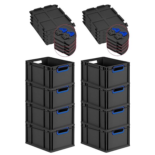 PROREGAL SuperSparSet 8x Eurobox Nextgen Color Mit Scharnierdeckel HxBxT 22 günstig online kaufen