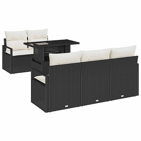 vidaXL Garten-Sofa-Set mit Speicher 6-Tlg Schwarz Poly Rattan 3357470 günstig online kaufen
