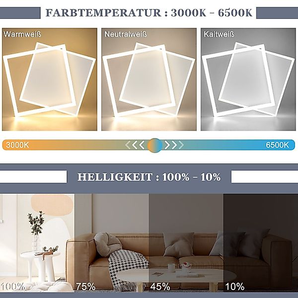 Nettlife LED Deckenleuchte Schwarz Dimmbar Eckig günstig online kaufen