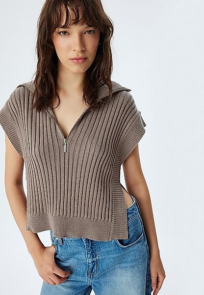 Koton Kurzarmpullover Standkragen Mit Reißverschlussdetail günstig online kaufen