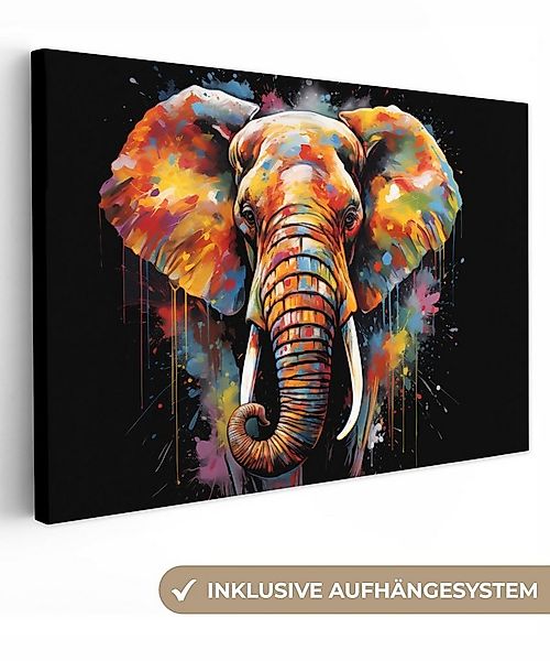 OneMillionCanvasses® Leinwandbild Elefant - Graffiti - Schwarz - Tiere - Fa günstig online kaufen