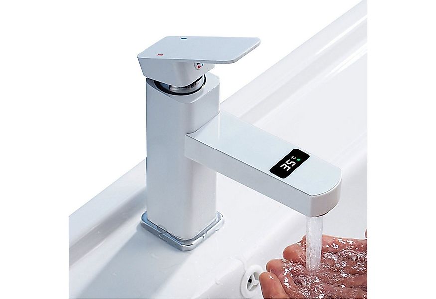 Refttenw Waschtischarmatur LED Wasserhahn Badarmatur Digitaler Temperaturan günstig online kaufen