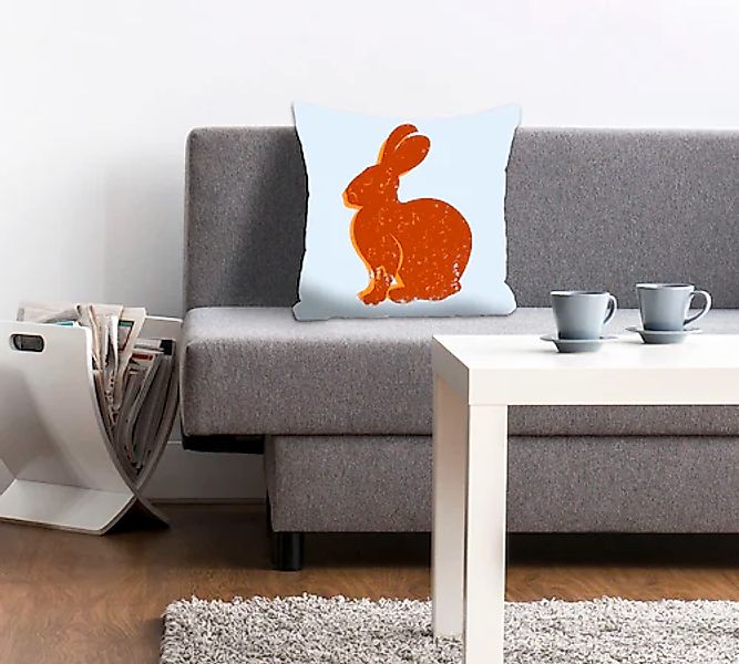 queence Dekokissen »Lindt« mit einem orangenen Hasen günstig online kaufen