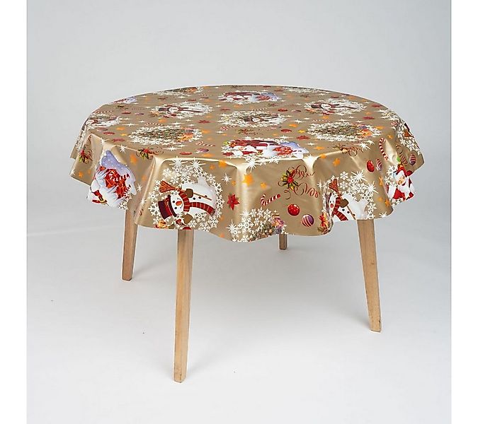 laro Tischdecke 140cm rund Wachstuchtischdecke Garten Weihnachten Schneeman günstig online kaufen