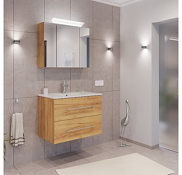 Lomadox Badmöbel-Set HARLINGEN-02, (Spar-Set, 2-St., Waschtisch Spiegelschr günstig online kaufen