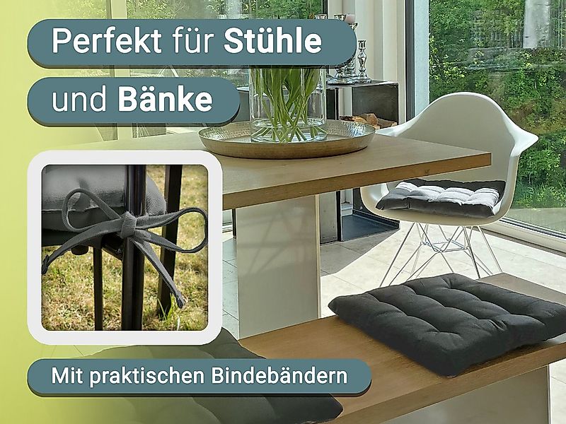 ZOLLNER Stuhlkissen, 40 x 40 x 3 cm, mit Bindebänder, für Indoor und Outdoo günstig online kaufen