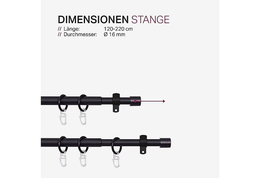 Bestlivings Gardinenstange Set mit dekorativen Endstücken, Ø 16 mm, 1-läufi günstig online kaufen
