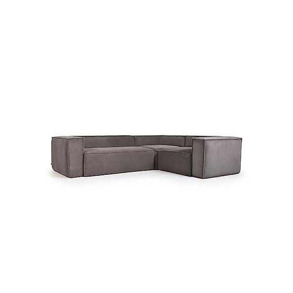 Natur24 Sofa Ecksofa Blok 3-Sitzer grauer Cord 290x230cm Sitzgarnitur Couch günstig online kaufen