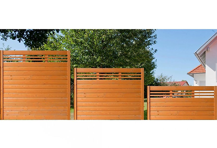 Sichtschutzzaun-Element Typ 137 180 cm x 135 cm Kirschbaumfarben günstig online kaufen