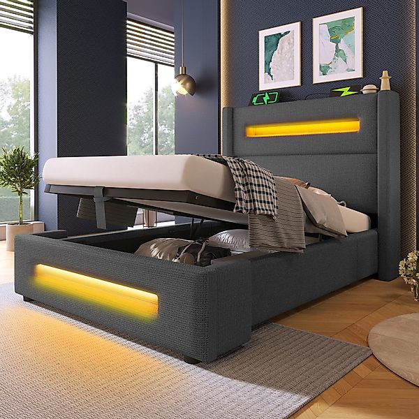 TavilaEcon Boxspringbett Modernes LED-Bett mit Ladestation günstig online kaufen