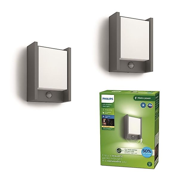 Philips LED-Wandleuchte Arbour UE, 2er-Pack, Sensor, 2.700 K günstig online kaufen