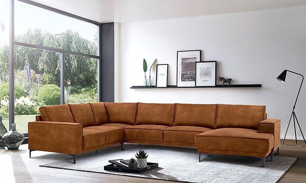 PLACES OF STYLE Wohnlandschaft »XXL Sofa Oland, Struktur, Flachgewebe, Luxu günstig online kaufen