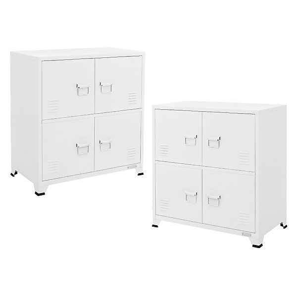 ML-Design 2Er Set Aktenschrank 75x40x80,5 cm Weiß Stahl Freistehend günstig online kaufen