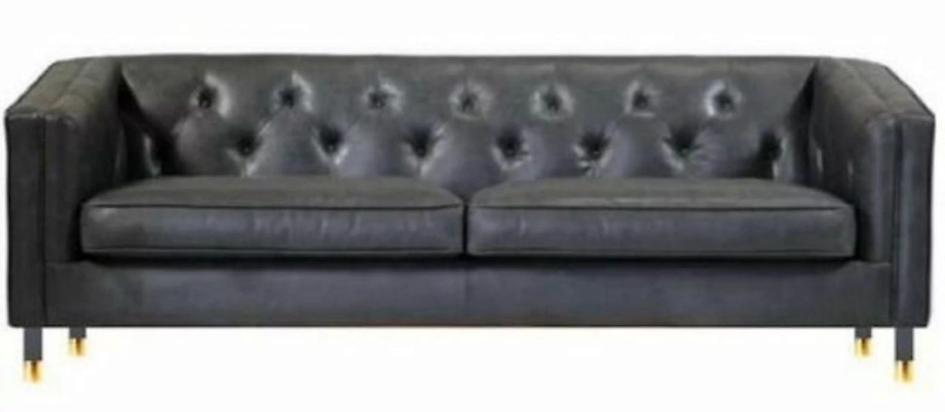 JVmoebel Sofa Schwarz Chesterfield Dreisitzer Modern Design Leder Sofa, Mad günstig online kaufen