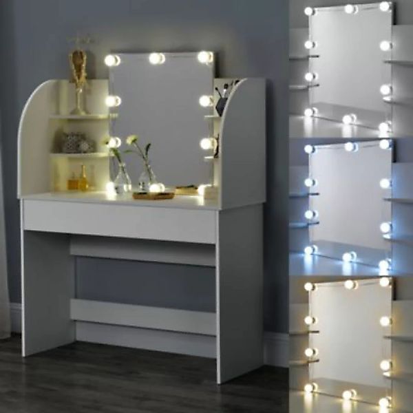 en.casa Schminktisch Köla mit LED Frisiertisch mit Spiegel Frisierkommode m günstig online kaufen