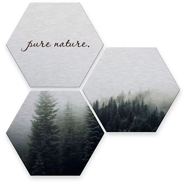 Wall-Art Mehrteilige Bilder "Silber Effekt Pure Nature Wald", Brücken, (Set günstig online kaufen