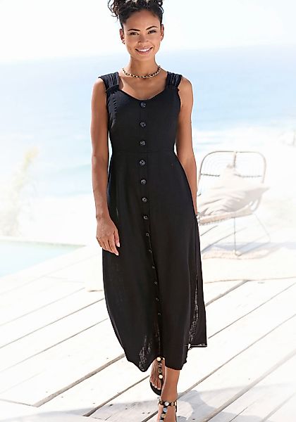 LASCANA Maxikleid, mit breiten Trägern aus Webware in Leinenoptik, sommerli günstig online kaufen