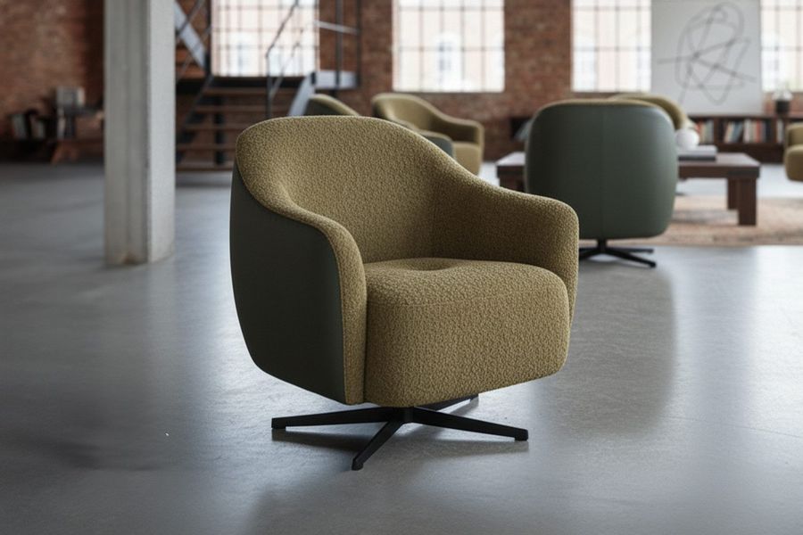 KAWOLA Drehsessel BRITTO Bequemer Bouclé Sessel günstig online kaufen
