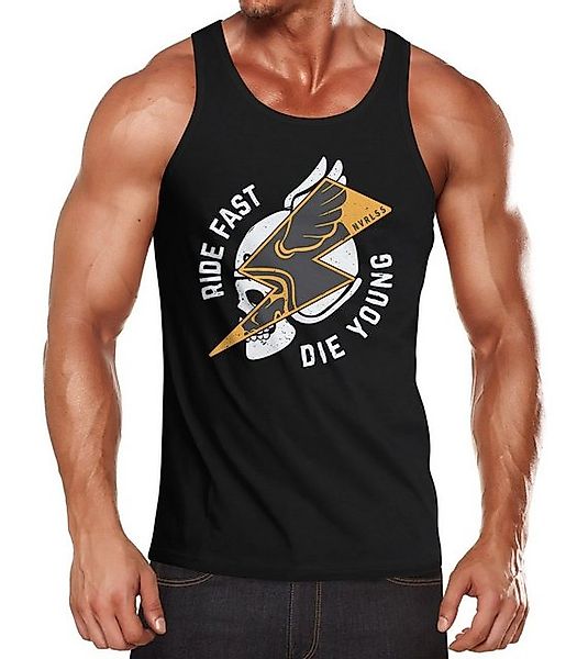 Neverless Tanktop Herren Tank-Top Rocker Biker Spruch Motiv Ride Fast Die Y günstig online kaufen