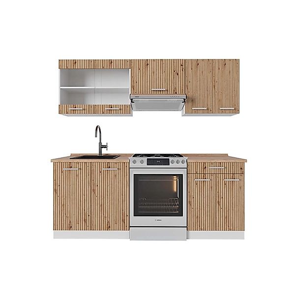 Vicco R-Line Küchenzeile Artisan Eiche/Weiß 200 cm AP Eiche günstig online kaufen