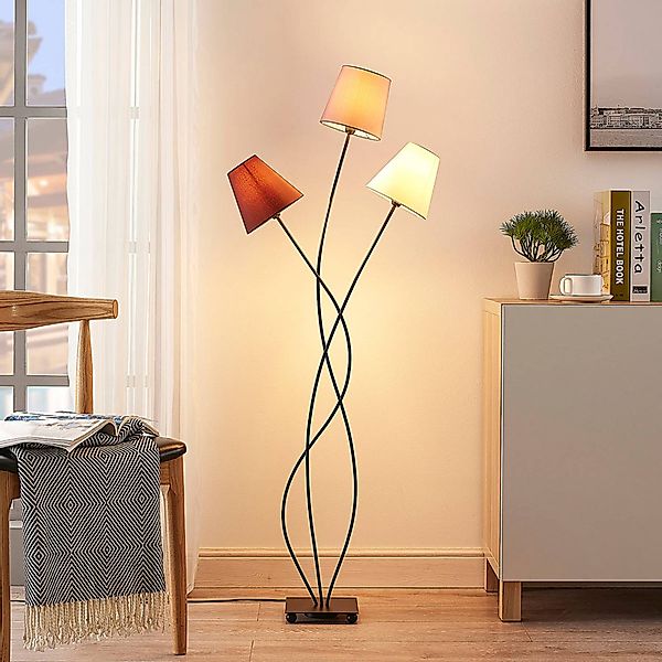 Lindby Stehleuchte Melis, 130 cm, dreiflammig, Textil günstig online kaufen