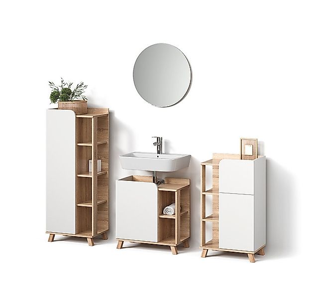 Livinity® Badmöbel-Set Marano, Sonoma/Weiß/Weiß, 4 Teile, (4-St) günstig online kaufen