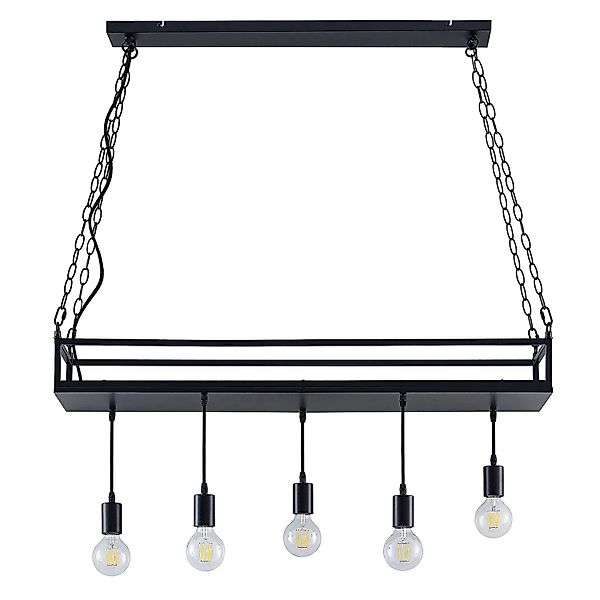 Lindby Pendelleuchte Kirista 9627717 Retro Vintage Antik in Schwarz aus Met günstig online kaufen