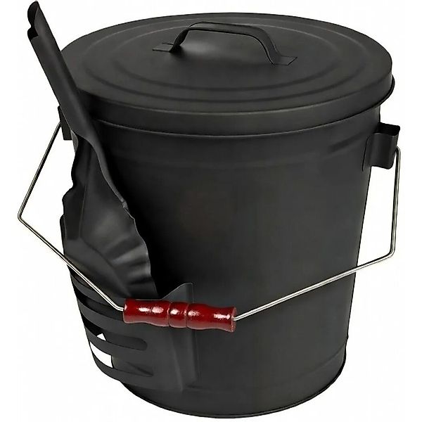 BLACK OAK Ascheeimer STROMBOLI 20L mit Deckel, Schaufel und Edelstahlbügel günstig online kaufen