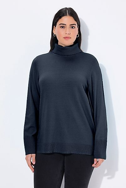 Ulla Popken Strickpullover Rollkragenpullover breite Rippbündchen günstig online kaufen