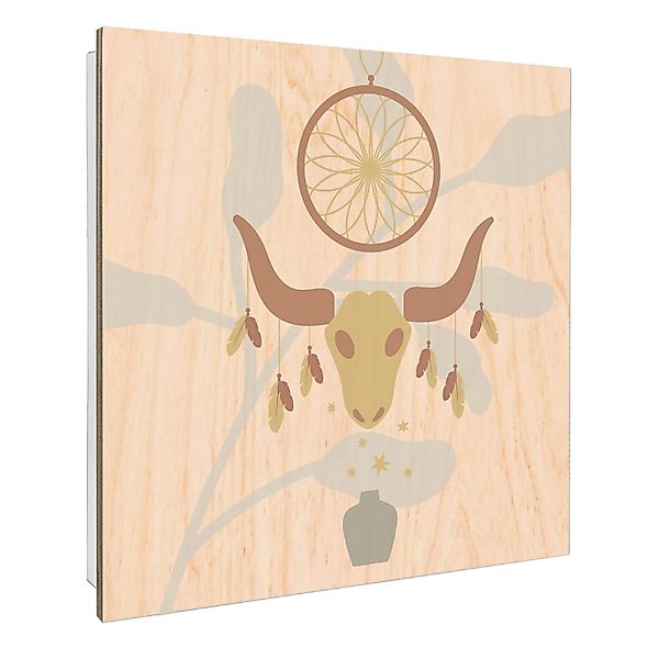 Banjado Schlüsselkasten mit Holzfront 30x30cm Weiß Scharnier Links 50 Haken günstig online kaufen