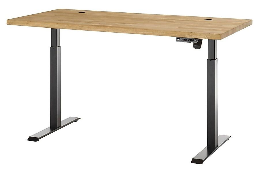 Schreibtisch TOULOUSE, Braun, Eichenholz, Schwarz, Metallgestell, B 160 cm günstig online kaufen
