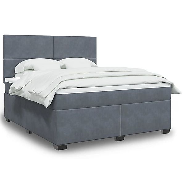 vidaXL Boxspringbett, Boxspringbett mit Matratze Dunkelgrau 180x200 cm Samt günstig online kaufen