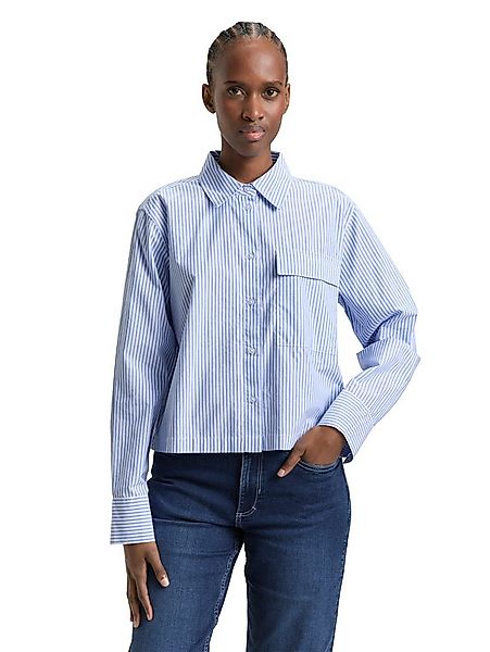 TOM TAILOR Denim Langarmbluse gestreift, kurze Form, mit Brusttasche günstig online kaufen