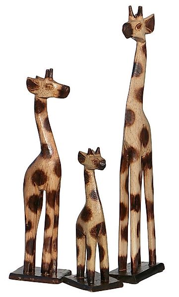 Wogeka Tierfigur 3er Set Giraffen Holz Figur Dekoration Afrika Statue günstig online kaufen
