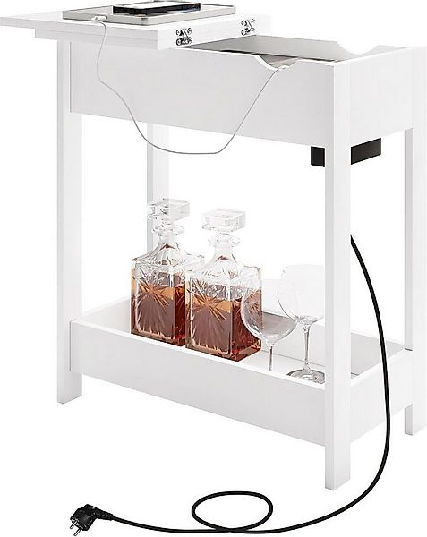 EUGAD Beistelltisch (1-St), mit Steckdose, klappbare Tischplatte, 3 Ablagef günstig online kaufen